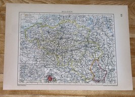 1929 ORIGINAL VINTAGE MAP OF BELGIUM BRUSSELS ANTWERP LIEGE GENT BRUGGE ... - $27.96