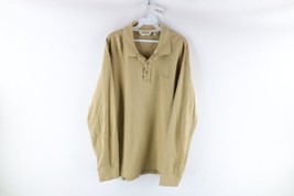 Vintage Orvis Mens XL Faded Spell Out Long Sleeve Collared Polo Shirt Tan Brown - £46.57 GBP