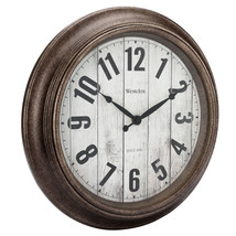 Antique Brush Bronzed 16&quot; Large Wall Round Wall Clock, Large Numbers, Qu... - $44.44