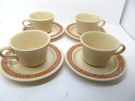 Anchor Hocking Ginger Ironstone Cups &amp; Saucers 4 Sets - $29.00