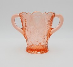 Fenton Pink Depression Glass Inverted Strawberry Double Handle Vase - £30.93 GBP