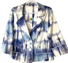 SeaSuns Cropped Jacket Womens Large Tie Dye Blue White Grey Ribbed Trimm... - $13.65