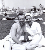 Young Couple At The Beach Found Snapshot Antique Vintage Photograph - £9.68 GBP