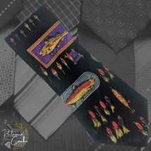 Designs by A Rogers Mens Black Fishing Baits Fish Print Necktie Classic ... - $16.00