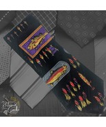 Designs by A Rogers Mens Black Fishing Baits Fish Print Necktie Classic ... - $16.00