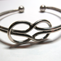 Egyptian Made Solid 925 Sterling Silver Love Knot Bangle Cuff 8&quot; Bracele... - £33.62 GBP