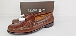 Florsheim Pisa Crocodile Print Shoes 8 EEE Cognac Leather 18469-03 Slip ... - $58.79