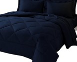 Queen Bed In A Bag 7 Pieces Comforter Set With Comforter And Sheets Navy... - £68.83 GBP
