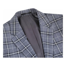 Mens Suit RENOIR English Plaid Window Pane Stretch Slim Fit Comfort 293-14 Gray image 5