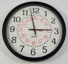 *A) 2013 Staples Quartz Plastic Black Frame Wall Clock 14&quot; Diameter Battery - $13.54 CAD