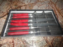 Set of 6 Laguiole steak knives ABS Red handles NIB - $75.00