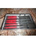 Set of 6 Laguiole steak knives ABS Red handles NIB - £56.33 GBP