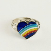 Rainbow Heart Mood Ring Adustable Fashion Jewelry Fits Ring Sizes 3 - 8 - £7.29 GBP