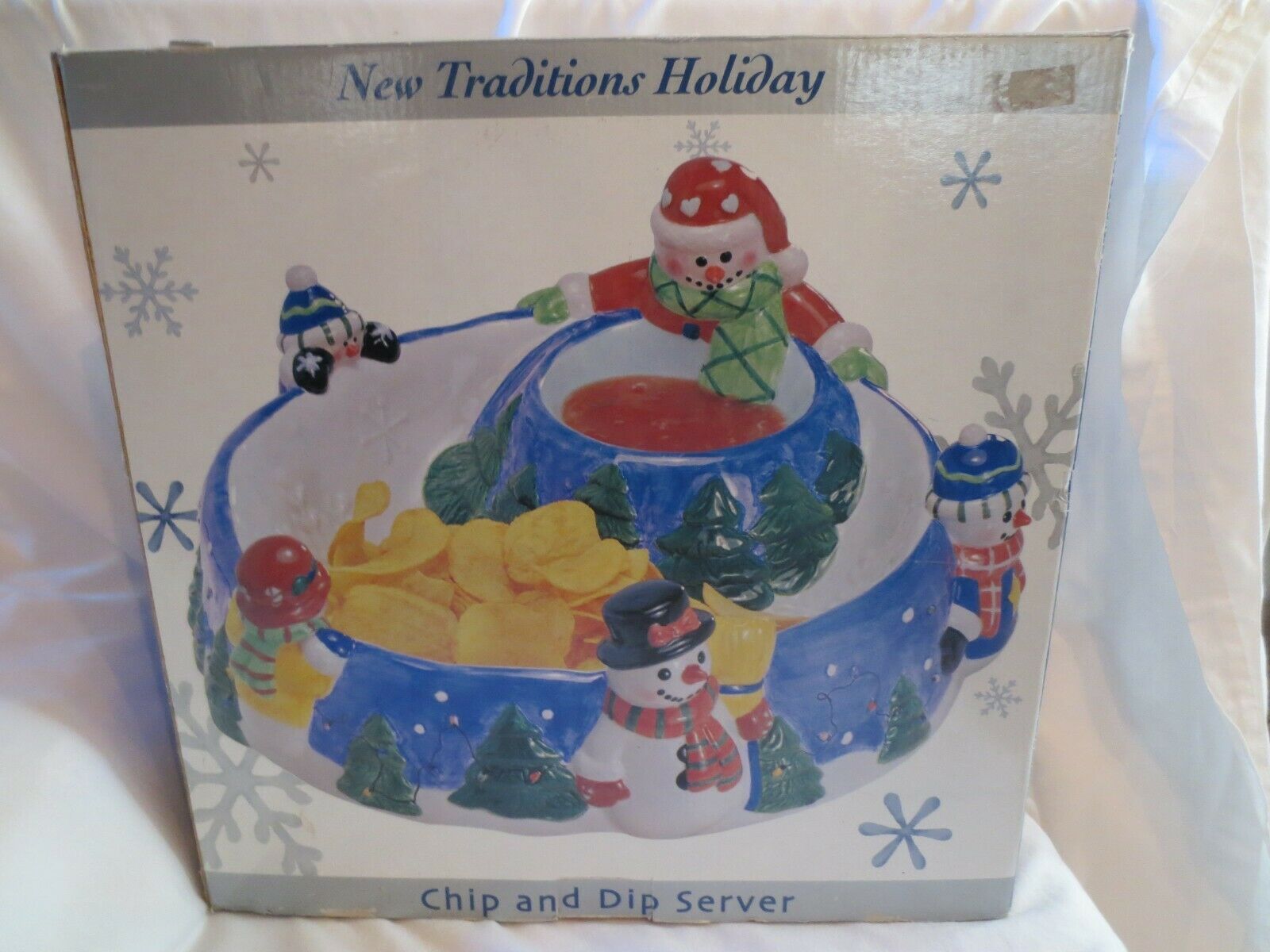 Primary image for Vtg Sears Ceramic Snowman chips and dip server bowl Snowmen
