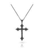 GIGAJEWE3mmX24 Round Black Moissanite Christian Religious Cross Pendant ... - $69.00