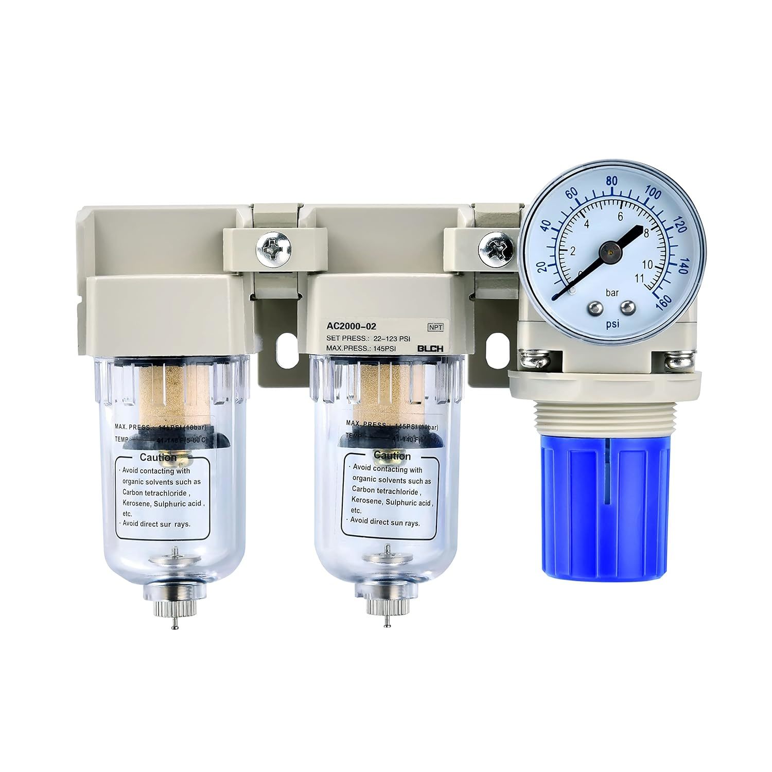 Double Air Compressor Filters, An Air Compressor Regulator, And A Manual... - $37.97