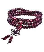 Stretch Wrap Mala Bracelet 108 6mm Buddha Bead Red Wood Prayer Buddhist ... - €3,45 EUR