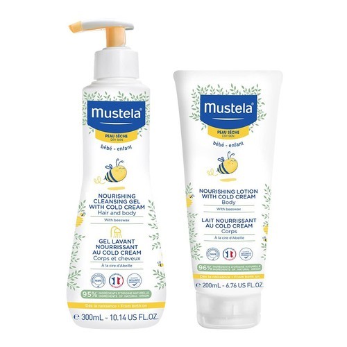 Mustela Baby Dry Skin Bath Time Gift Set - Natural Avocado &amp; Cold Cream ... - $27.99