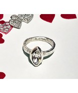 Hammered Silver Navette Rings, choice of Clear Crystal, Aqua or Blue - $10.00