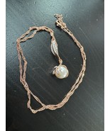 585 14K RG Stamped Pearl Bridal Zircon Pendant 19” Necklace Clasp Chain - $911.17 MXN