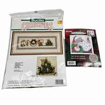 Vintage Lot of 2 Bucilla Christmas Cross Stitch Kits Needlepoint Noel Sa... - $25.00