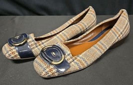 Cole Haan Nke Air Multicolor Tweed Plaid Flats Patent Leather Buckle Sz ... - $38.95