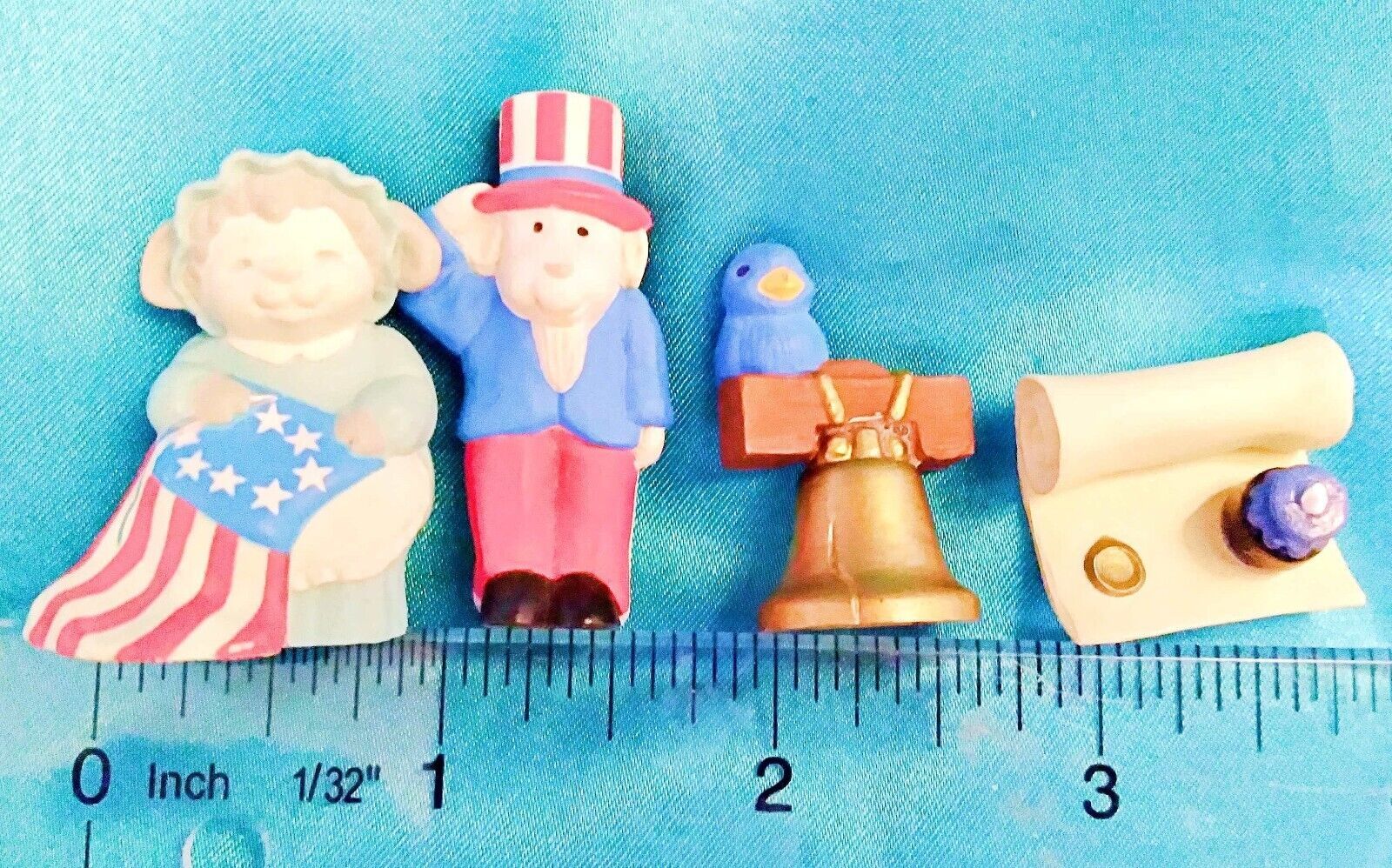 Primary image for 4 Merry Miniatures Hallmark 1992 4TH OF JULY Patriotic Betsy Ross Uncle Sam Bell