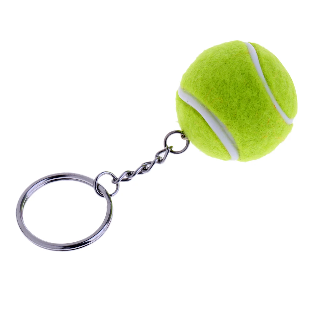 Sporting Mini Tennis Ball Keychain Key  Cell Phone Ornament Tennis Souvenir - £23.56 GBP