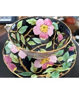 Tuscan Taza y Platillo Patrón Floral Hecho en Inglaterra Negro Rosa - £32.47 GBP