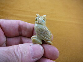 (Y-BIR-OW-24) baby tan red HORNED OWL carving SOAPSTONE Peru I love litt... - €7,66 EUR