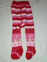 Hanna Andersson Red Pink Stripe Snowflake Baby Girl Infant Tights 3-6-9-... - $20.31 CAD