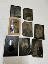antique metal tin photograph lot of 11 Boy In A dress?, men woman - £77.86 GBP