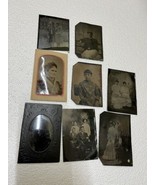 antique metal tin photograph lot of 11 Boy In A dress?, men woman - $1,881.48 MXN