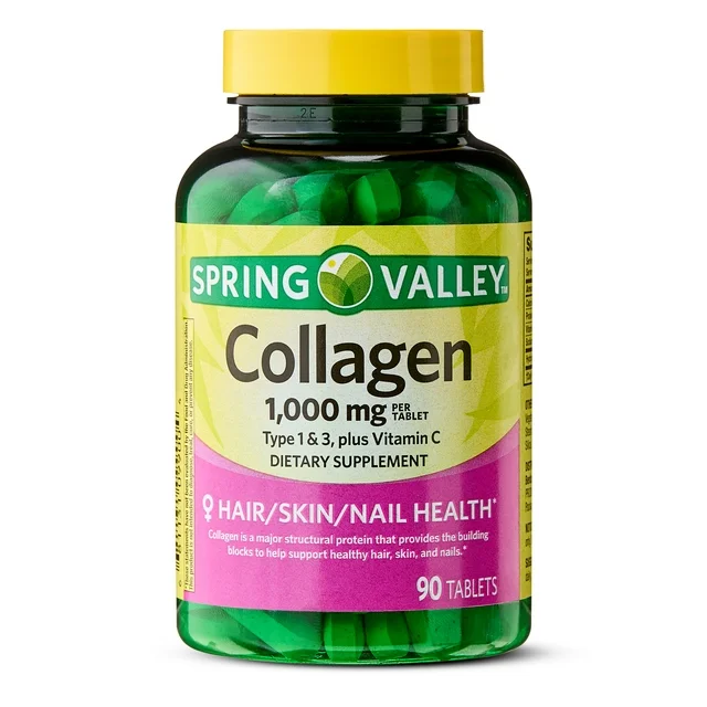 Spring Valley Collagen Type 1 &amp; 3 Plus Vitamin C Tablets, 1,000 mg, 90 C... - $24.99