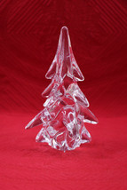 Art Glass Clear Crystal Christmas Tree Murano Style  Figurine  Handcrafted - $65.81