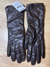Size 6 NEW Bloomingdale&#39;s Brown Leather Gloves with Cashmere Lining  $98 - £31.38 GBP