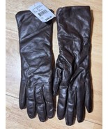 Size 6 NEW Bloomingdale&#39;s Brown Leather Gloves with Cashmere Lining  $98 - $54.80 CAD
