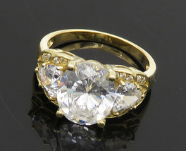 14K GOLD - Vintage Sparkling Cubic Zirconia Smooth Band Ring Sz 9 - GR053 - £399.53 GBP