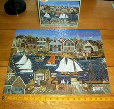 Jigsaw Puzzle 500 Pieces Lewes Delaware Sailboats Tall Ships Folk Art Complete - £10.07 GBP