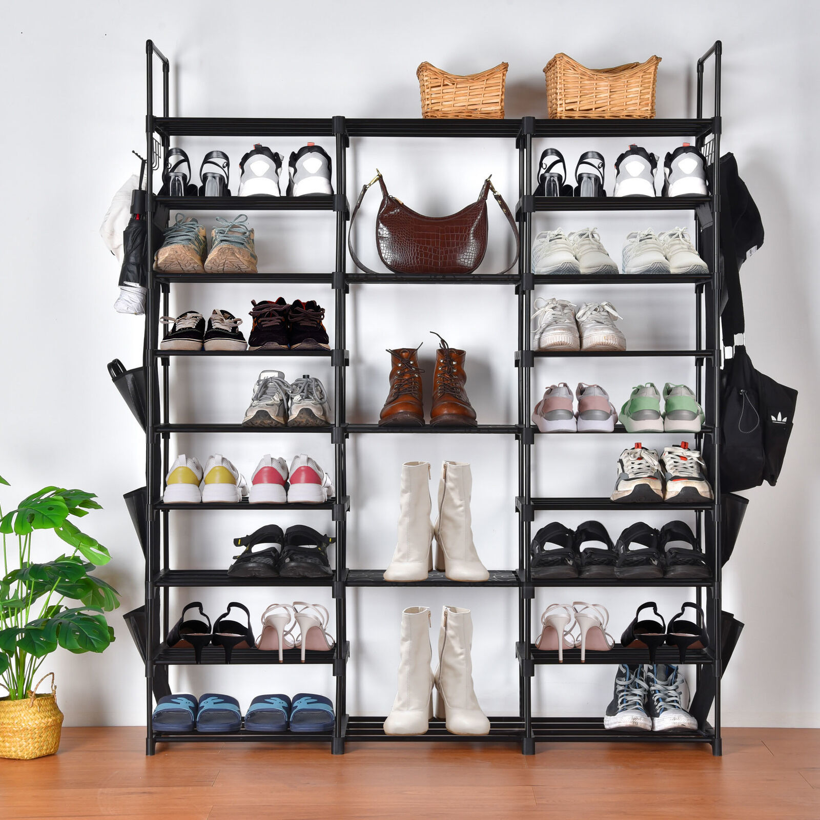 Primary image for 9 Tiers Shoe Rack Storage Organizer Stackable Shelf 42 Pair For Entryway W/Hook