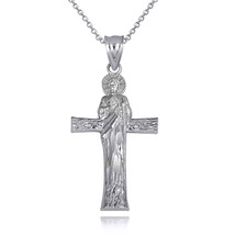 925 Sterling Silver St. Saint Jude Patron Saint of Hope Cross Pendant Necklace - £19.02 GBP+