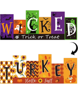 Halloween Decorations Wooden Table Sign Thanksgiving Decor, Autumn WICKE... - $18.88 CAD