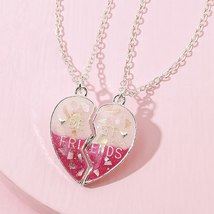 2Pcs/Set Heart shaped Glitter Pendant Best Friend Chain Exquisite - £9.20 GBP