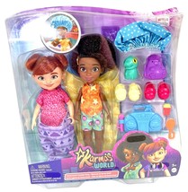 Karma&#39;s World 2 Doll Set Karma Grant&#39;s Slumber Party Mattel Accessories 9.5in - £12.31 GBP