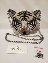 Mary Frances White Tiger SIBERIA Beaded Bag Purse Chain Crossbody Strap 16-117 - £195.75 GBP