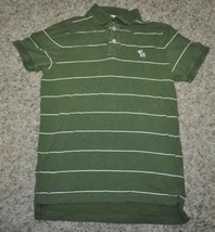 Boys Shirt Polo Abercrombie Green &amp; White Striped Short Sleeve Muscle-size XL - £3.52 GBP