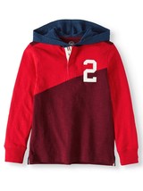 Wonder Nation Boys Long Sleeve Rugby Pullover Hoodie Shirt Medium (8) Red 2 - £9.26 GBP