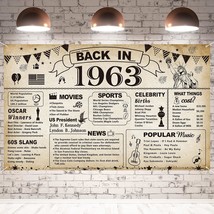 60Th Birthday Party Decorations, Vintage Back In 1963 Banner 60 Year Old Birthda - £15.84 GBP