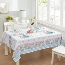 Rectangle Tablecloth 60 x 84 Inch Nottingham Garden Easter and Spring Wrinkle an - £38.77 GBP