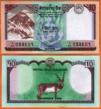 NEPAL 2017 UNC 10 Rupees Banknote Paper Money Bill P-77 Antelope - £0.78 GBP